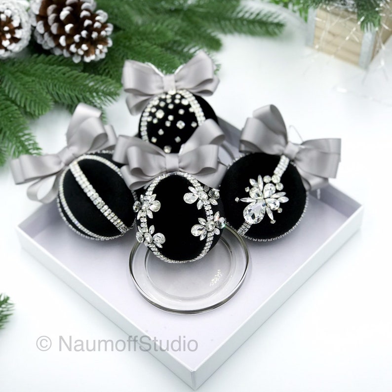 Christmas Ornaments Black Christmas Ornaments Velvet and Etsy