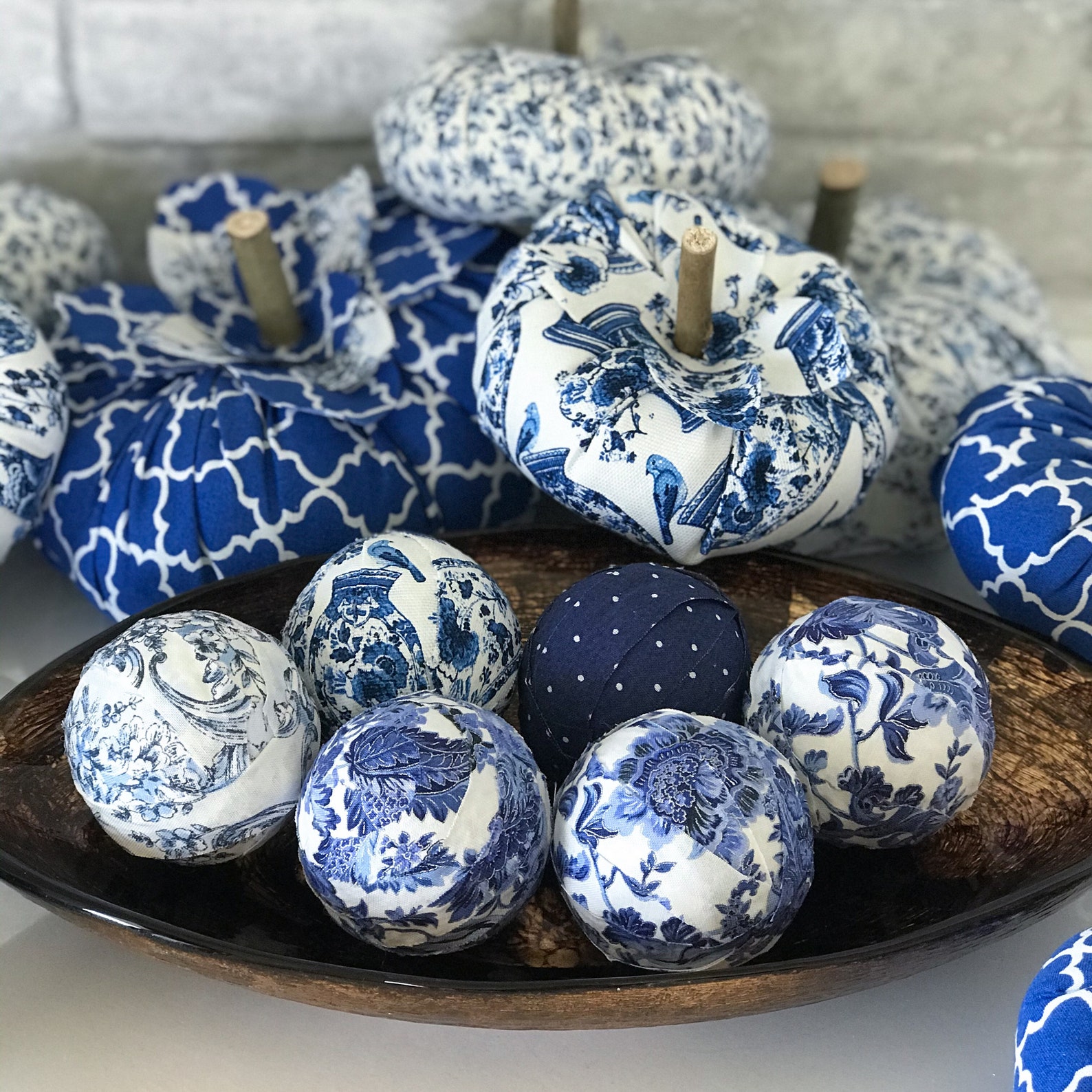 Chinoiserie Carpet Balls Blue and White Rug Balls Shelf Etsy UK