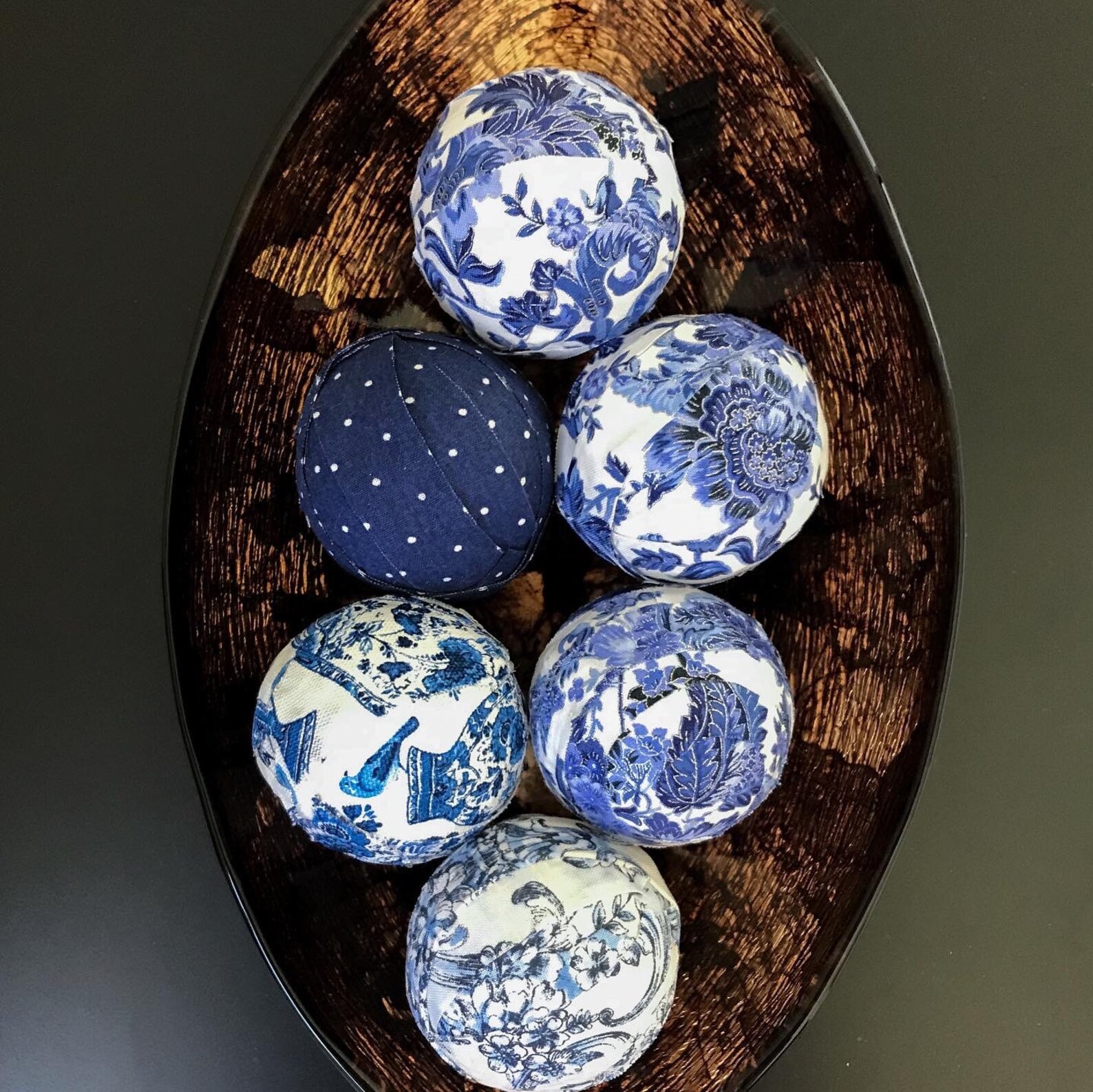 Chinoiserie carpet balls Blue and White rug balls shelf Etsy