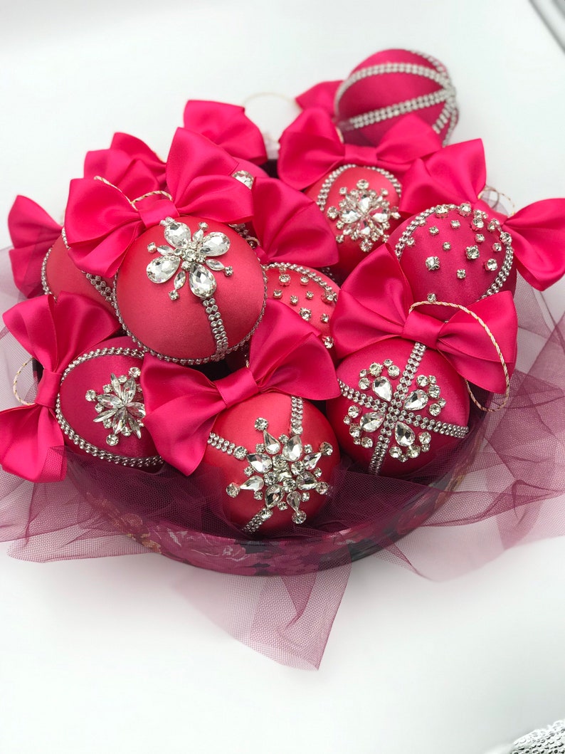 Hot Pink Christmas Ornaments 