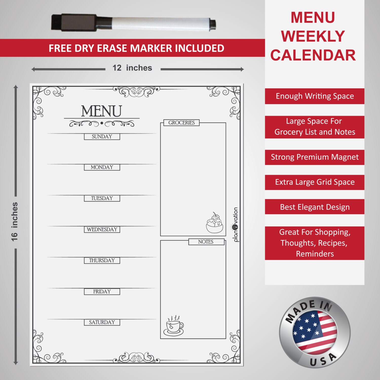 Dry Erase Meal Planner Fridge Menu Etsy