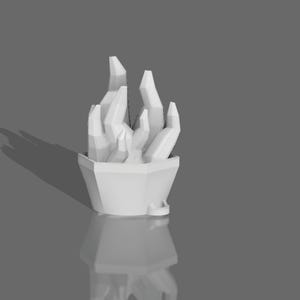 May include: White ceramic planter with a geometric design, featuring a cluster of stylized white plant stems.