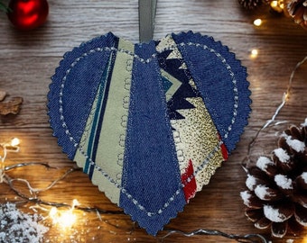 Heart Memory Ornament Created From Loved One's Clothing - Personalized and Quilted in Memory of