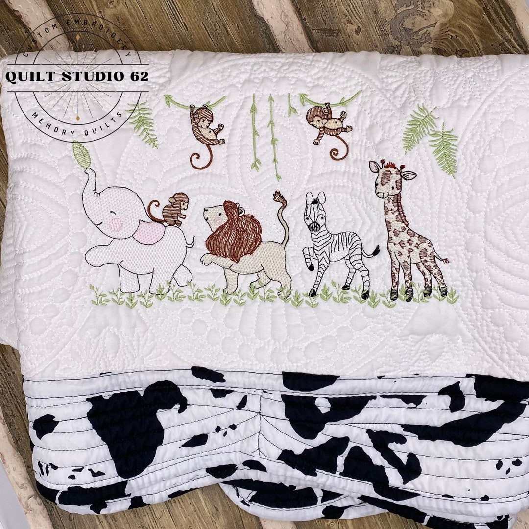 Safari Embroidered Quilt Personalized for Baby Personalized Etsy