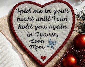Heart Memory Patch Personalized Quilted & Embroidered With Butterfly For Quilts, Bears, Pillows