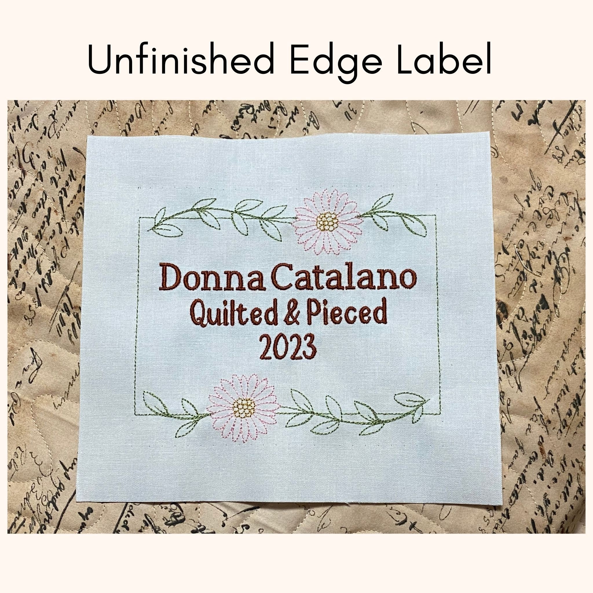 Custom Embroidered Floral Garden Quilt Label Embroidered Quilt Label