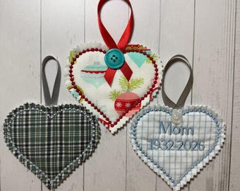 Heart Memory Keepsake Ornament Embroidery Design | In the Hoop Machine Embroidery Pattern
