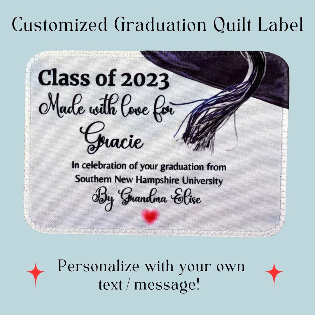 Personalized Graduation Quilt Label Custom Graduation Quilt Label Class