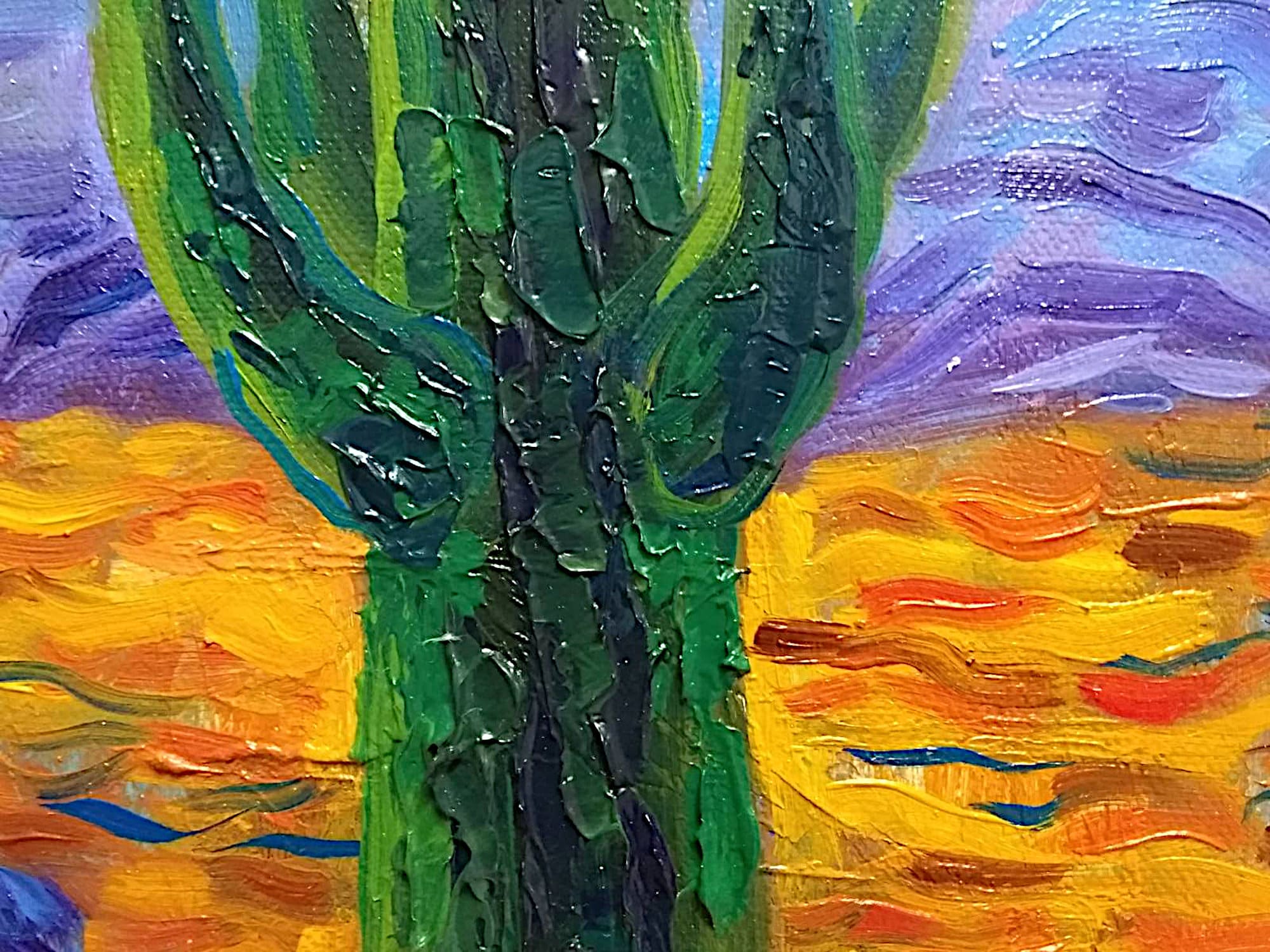 Cactus Painting Arizona Original Art Impasto Painting On | Etsy