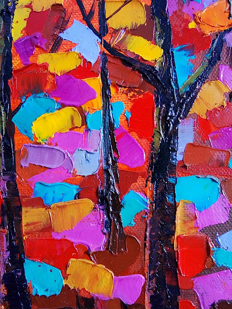 Fall Tree Painting Birch Tree Art Aspen Tree Wall Art Etsy