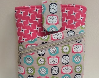 Funda de libro con relojes retro: funda acolchada para lector electrónico y tableta