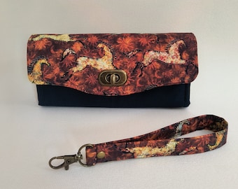 Cartera de mano Wild Horses: soporte para teléfono móvil y correa cruzada