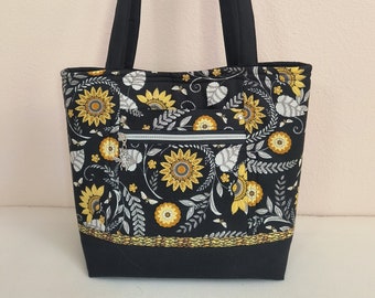 Bolso / bolso de mano de abejas y flores