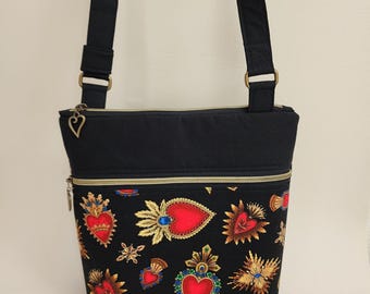Bolso bandolera/de hombro con corazones enjoyados