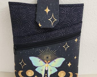 Funda para libro/funda acolchada para tableta/cubierta para diario con diseño de polillas y lunas