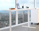 White STAND UP Desk in Many Size Options Work Standing Office Desk 100 Made in the USA Electric Height Adjusting Table. Sit Desk
