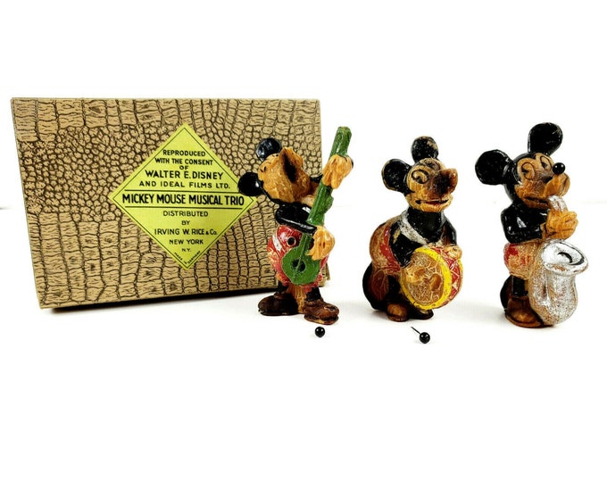 1930s Ideal Films Mickey Mouse Musical Trio Soap Set Irving Rice NY Germany Vintage Disney