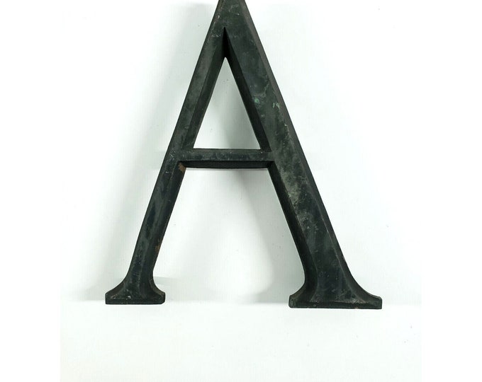 Antique Beveled Edge Cast Aluminum Store Sign Letter A Monogram Initial 12"