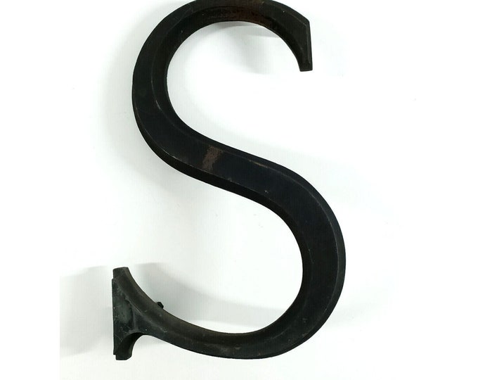 Antique Beveled Edge Cast Aluminum Store Sign Letter S Monogram Initial 12"