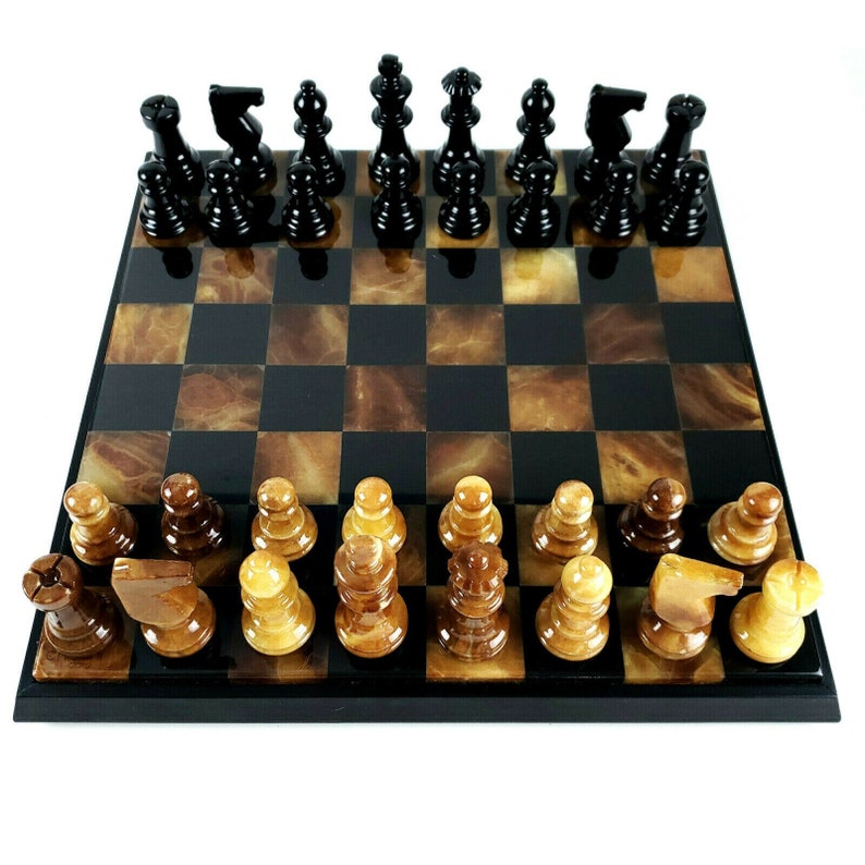 Vintage Chiellini Italy Brown & Black Alabaster Marble Chess | Etsy