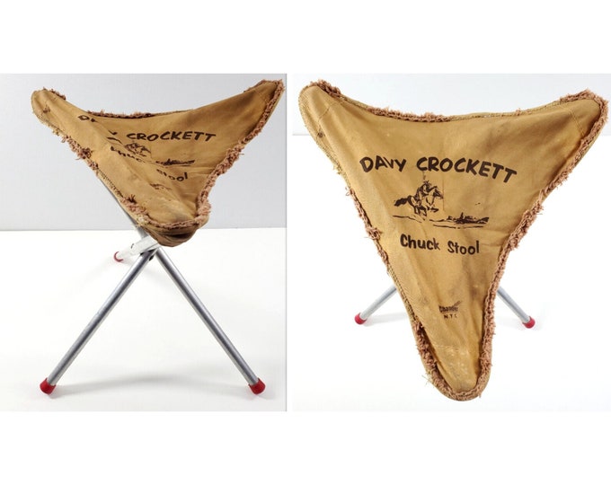 Vintage Davy Crockett Chuck Stool Chandler NYC Folding Tripod Camp Fishing Chair