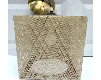 Mid Century Modern MCM Spun Fiberglass 12" Cube Vintage Ceiling Light Fixture