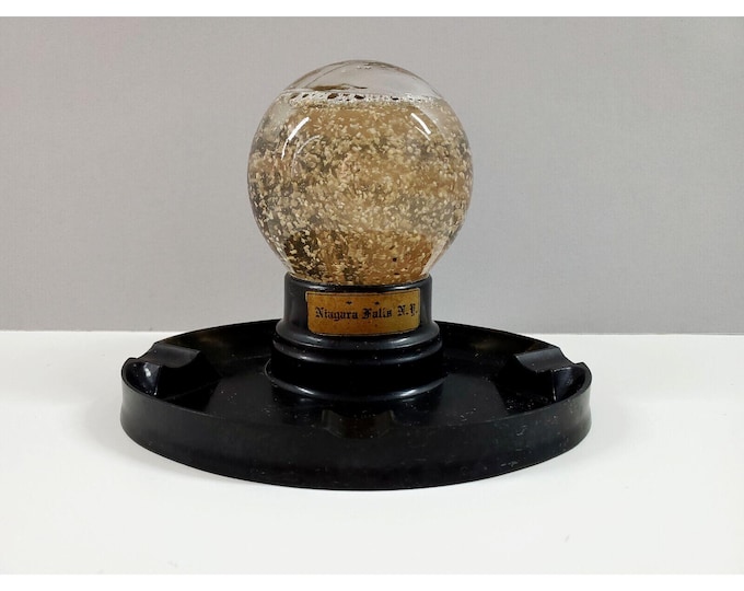 Art Deco Niagara Falls NY Souvenir Snow Globe Bakelite Ashtray Trinket Dish