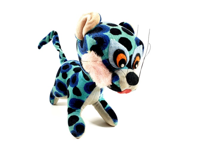 Vintage Blue Leopard Cheetah Animal Plush Toy Collectible Dakin Dream Pet ?