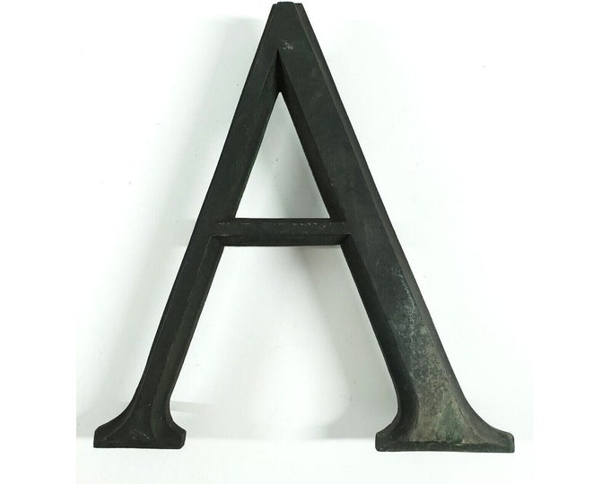 Antique Beveled Edge Cast Aluminum Store Sign Letter A Monogram Initial 12"