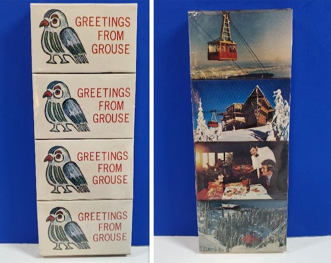 4 NOS Vintage Grouse Mountain Ski Resort Matchbox Vancouver BC Advertising