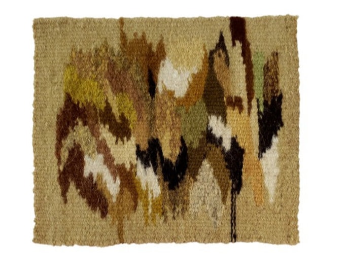 Vintage Hand Spun Wool Vegetable Dye Natural Color Boho Tapestry 8.75" x 7.5"