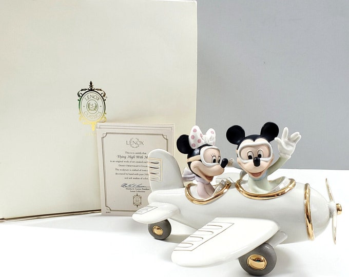 Lenox Disney Showcase Flying High Mickey and Minnie Mouse Figurine w COA Box