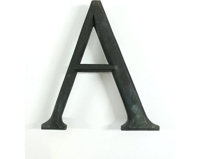 Antique Beveled Edge Cast Aluminum Store Sign Letter A Monogram Initial 12"