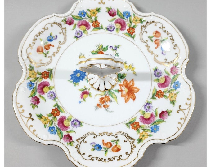 Vintage Noritake Japan Dresdena Floral Round Tidbit Snack Serving Tray Dish