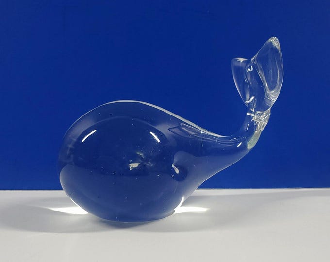 Vintage Marcel Shurman Blown Glass Whale Sculpture Paperweight Figurine
