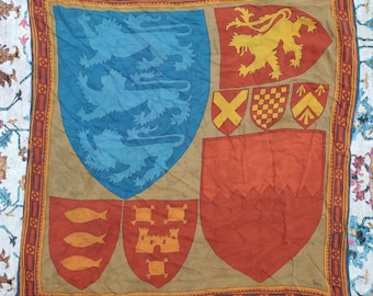 Vintage Vera Neumann British Heraldry Design Silk Scarf