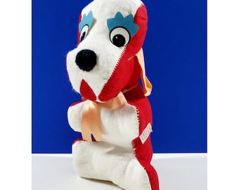 Vintage Gladys Supply Co Red White Puppy Dog Plush Toy Animal 11" Allentown PA