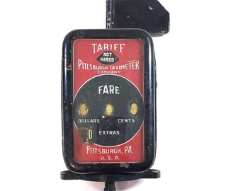 Vintage 40s Pittsburgh Taximeter Taxi Cab Rate Fare Cast Iron Meter Original