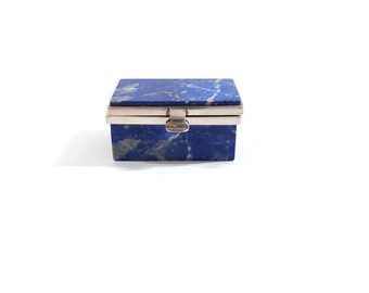 Vintage Morita Gil Chile Signed Lapis Lazuli Vanity Trinket Pill Ring Box