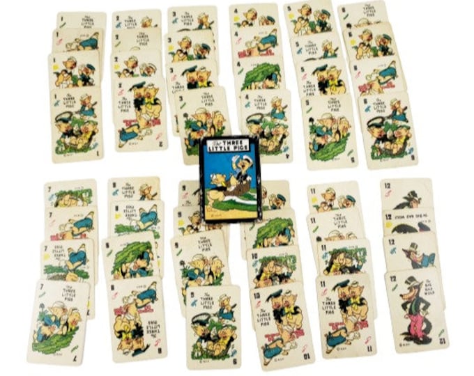 Vintage 1940s Russell Mfg Co Three 3 Little Pigs Disney Mini Card Game