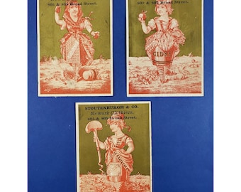Victorian Trade Card Advertising Stoutenburgh Co Newark Clothiers NJ Set 3