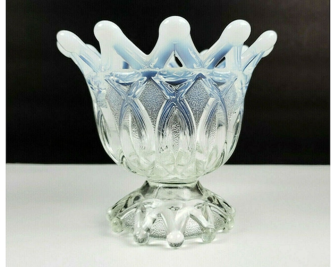 Antique Northwood Opalescent White Open O's Nut Candy Victorian Glass Bowl