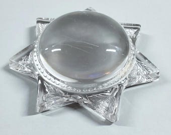 Vintage American Pressed Glass Star Magnifier Original Goofus Glass Paperweight
