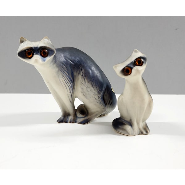 Hagen Renaker Roselane Pottery CA USA Pair Ringtail Racoon Big Eye Figurines