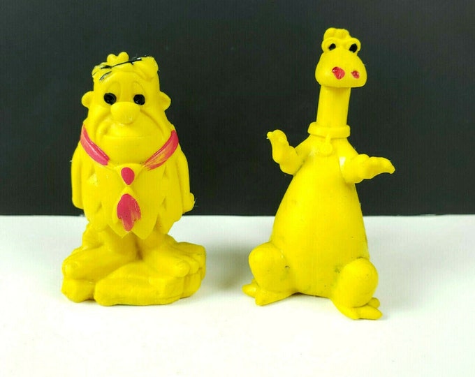 Vintage 1970s Diener Flinstones Fred & Dino Yellow Rubber Novelty Figure Erasers