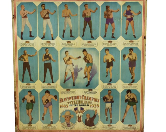 Vintage 1882-1939 Boxing Heavyweight Title Champion Poster Sporting Picture db