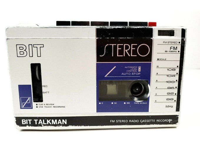 Vintage BIT Talkman FM Cassette Recorder CrO2 Metal Boston Inst Tech Usa TM-001