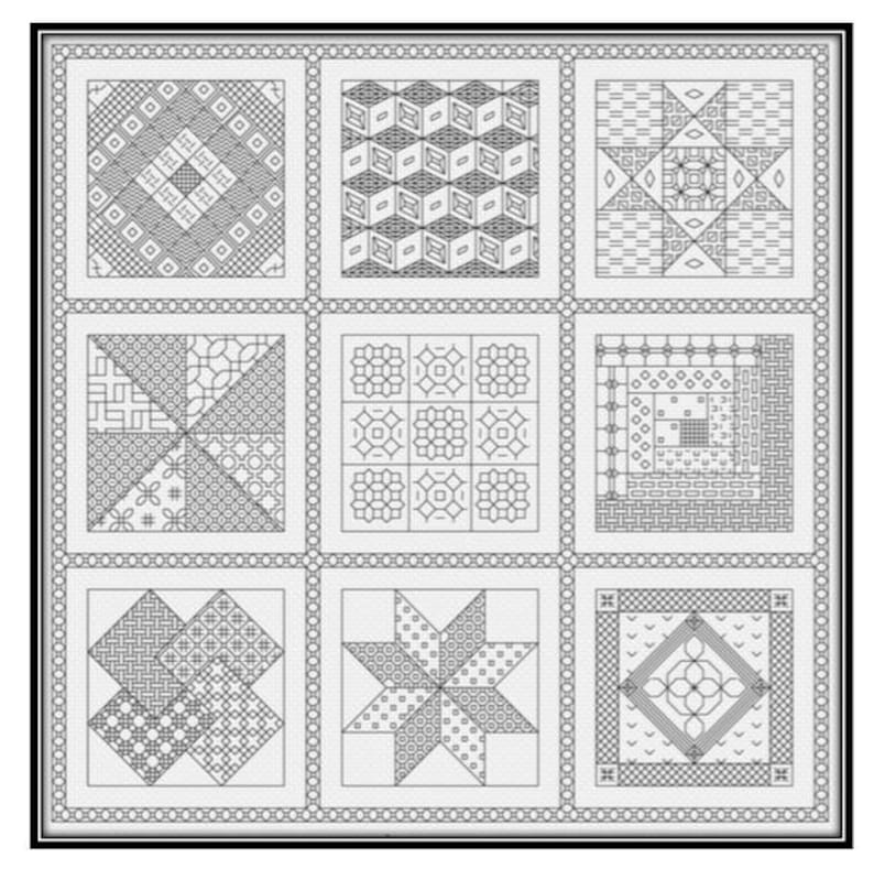 Pattern Blackwork Quilt Squares PDF