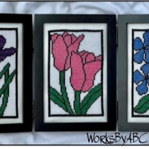 Stained Glass Flowers Cross Stitch Pattern (paper copy)
