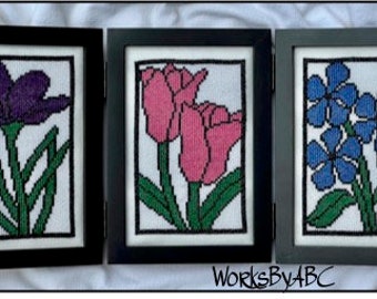Stained Glass Flowers Cross Stitch Pattern (pdf)